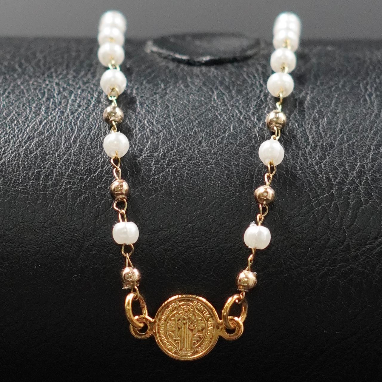 Tobillera San Benito Perlitas y dorado